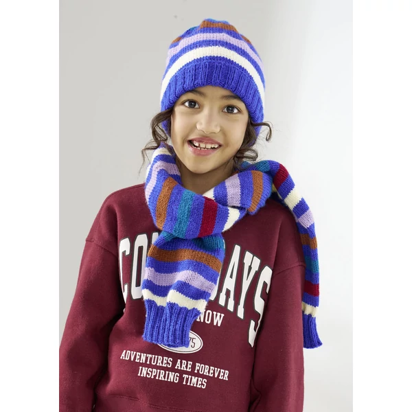  Csíkos sapka és sál gyerekeknek kötésminta