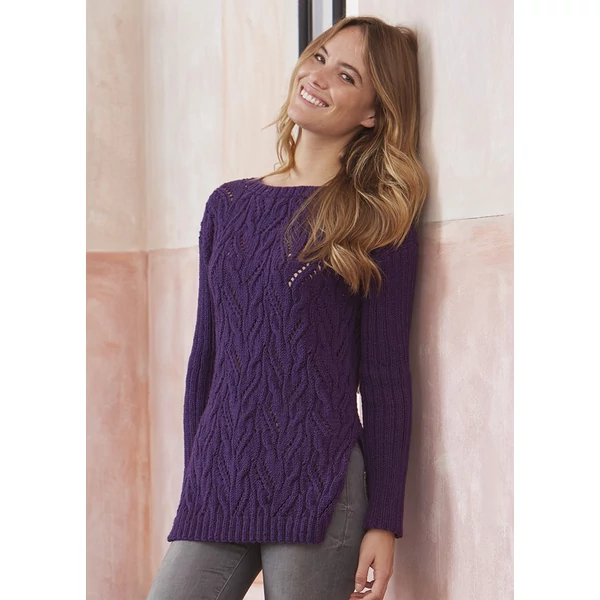 Csavart mintás női pulóver Soft & Easy kötésminta
