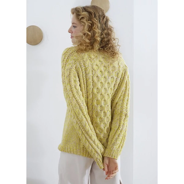 Uniszex hosszú ujjú raglánpulóver, kötésminta