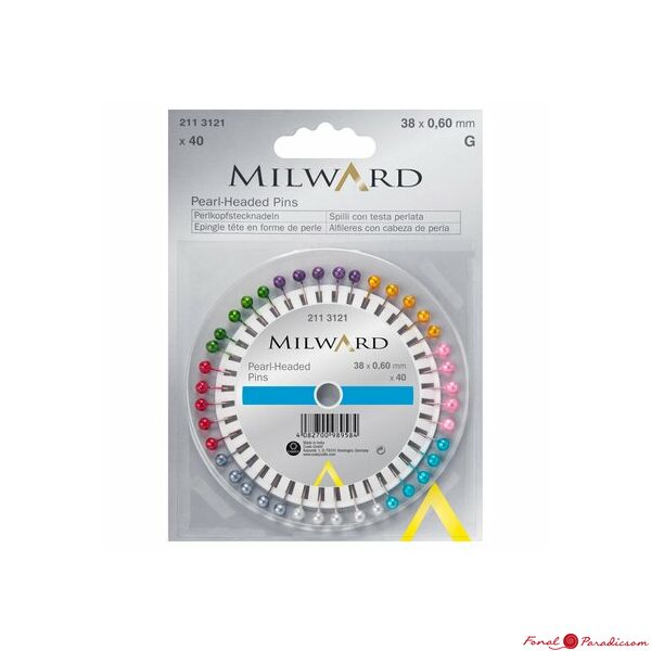 Milward gyöngyfejű gombostű, 40 darabos