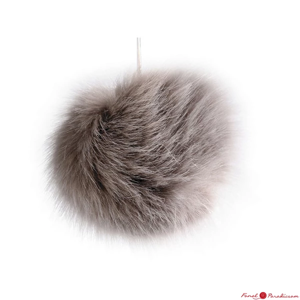 Pompon műszörme sapkabojt 8 cm-es szürke