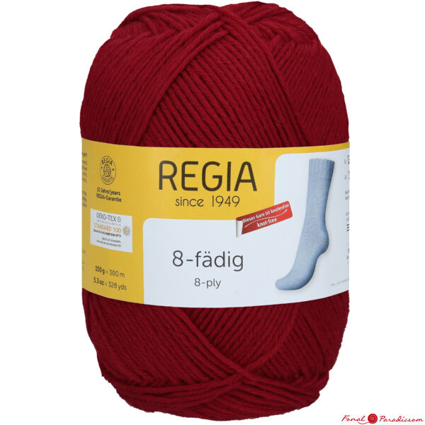 Regia 8- szálas zoknifonal cseresznye piros 150 g 02002