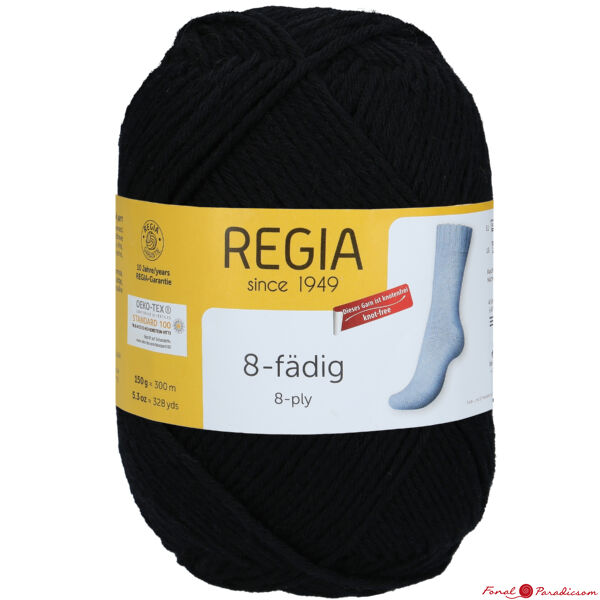 Regia 8- szálas zoknifonal fekete 150 g 02066