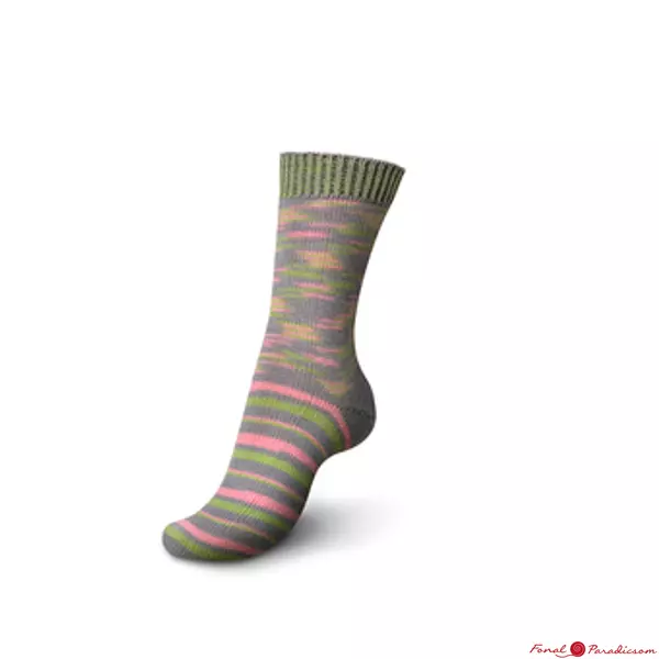 Regia Pairfect Crazy Neon Color 4 szálas zoknifonal szürke-zöld-rózsaszín