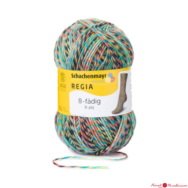 Regia 8- szálas  color zoknifonal 150 g zöld sokszínű 08996