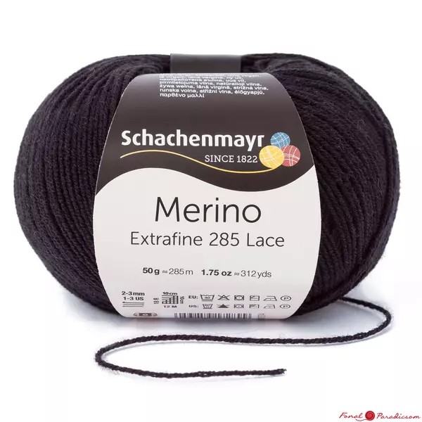 Merino Extrafine 285 Lace csipkefonal fekete 00599