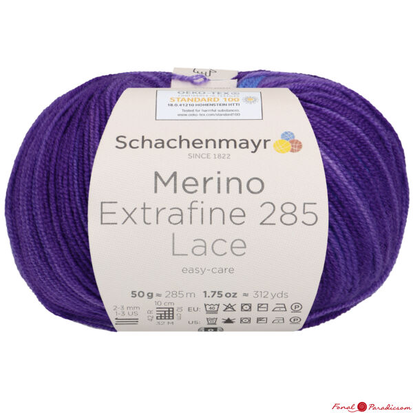 Merino Extrafine 285 ultraviolett színátmenetes csipke fonal kék-lila árnyalatok
