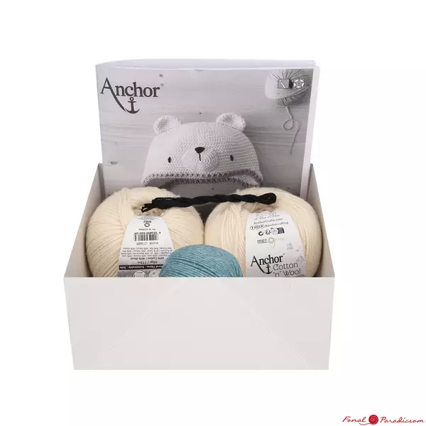 Anchor Cotton "n" Wool kit horgolt Jegesmedve sapka horgoló készlet