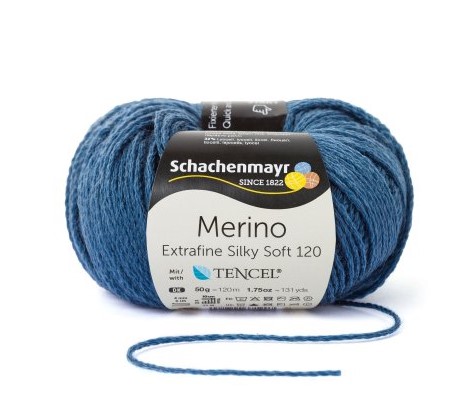 Merino Extrafine Silky Soft 120 farmer kék 00552