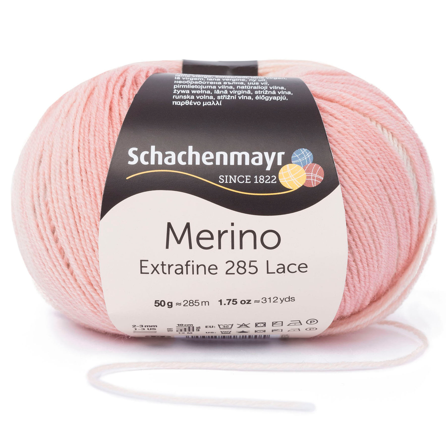 Merino Extrafine 285 Lace színátmenetes csipkefonal natur-rózsaszín-kék 00580