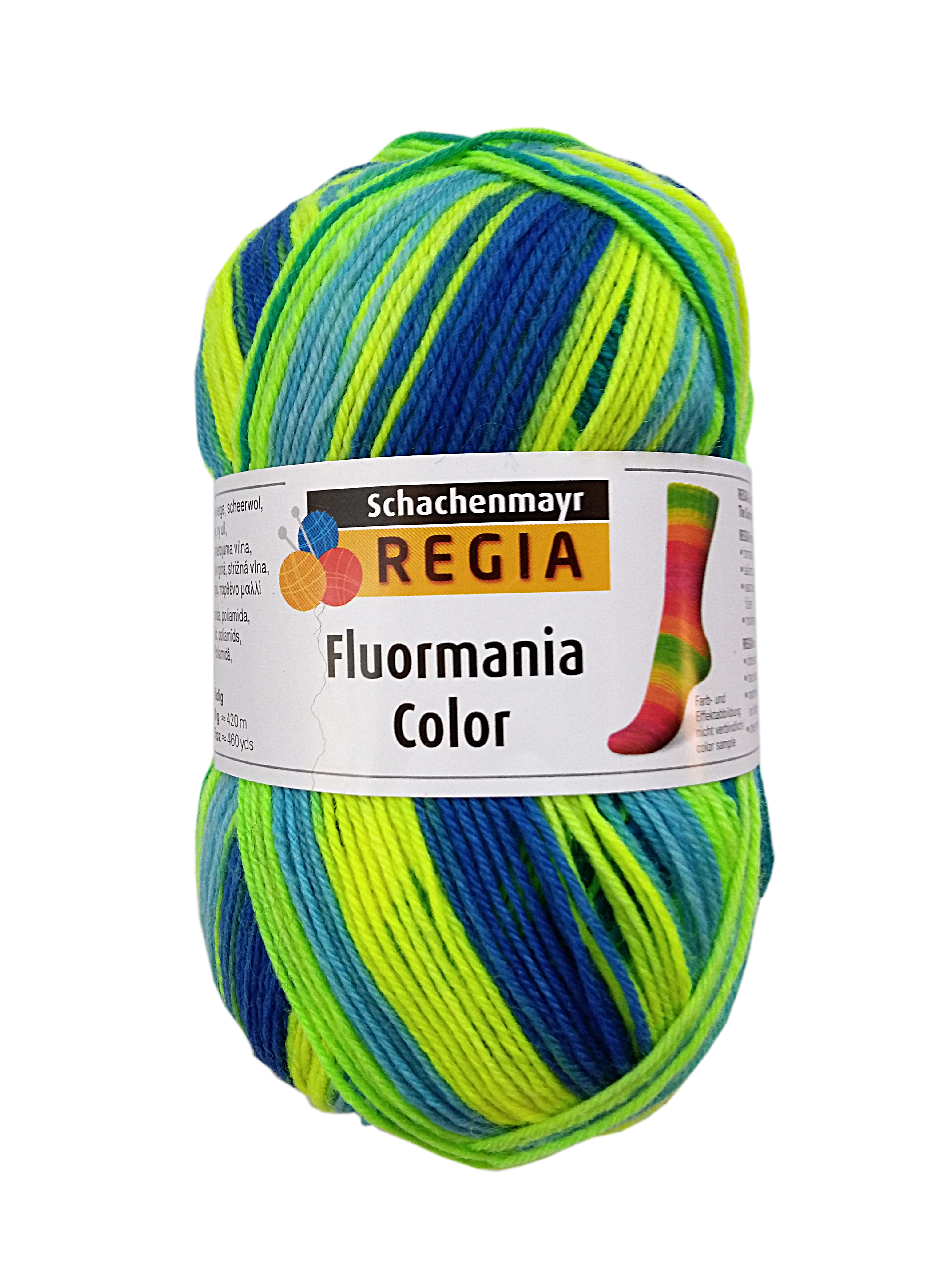 Regia fluormánia Color  zoknifonal 100 g zöld kék
